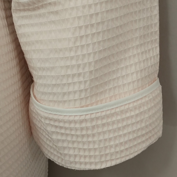 Blush Pink Cotton Terry Lined Waffle Short Wrap Robe High Quality w Pockets L/XL - Picture 5 of 12